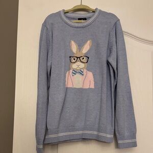 Janie and Jack Blue Sweater with Hipster Bunny